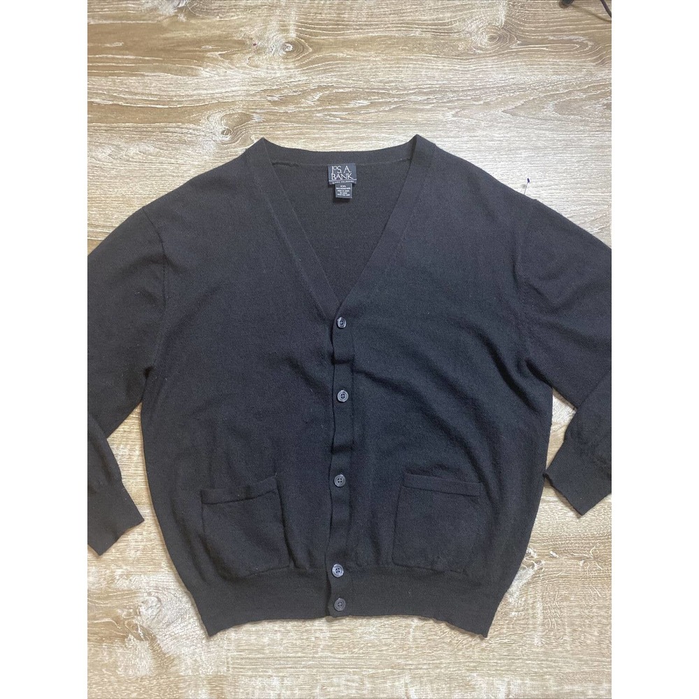 JOS. A. BANK Men's CARDIGAN MERINO WOOL BLACK